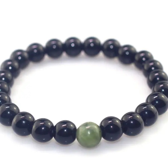 Set of picture jade and obsidian bracelets - Picture 7 of 8